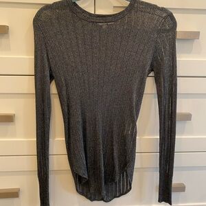 IRO Metallic Black Ribbed Sweater